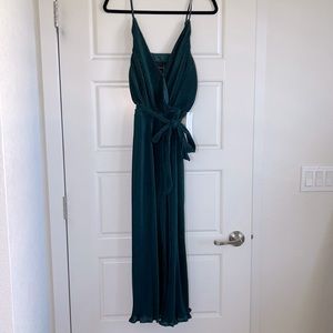 Dark green pleated jumpsuit